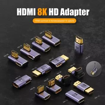 Адаптер HD Male to Female, совместимый с HD, Female to HD-совместимый Male, адаптер-конвертер UHD2.1, поддержка 8K 60 Гц 4K 120 Гц 48 Гбит/с
