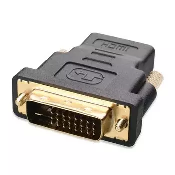 Адаптер HDMI 19-контактный женский на DVI 24+1-контактный мужской (Позолоченный)(черный) чёрный