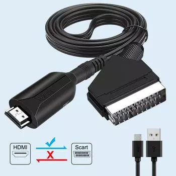 Адаптер HDMI-SCART, видео-аудио, конвертер повышенного разрешения PAL/NTSC для HD TV, DVD-бокса, конвертер повышенного разрешения сигнала, аксессуары HDMI TO SCART