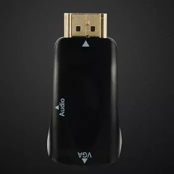 Адаптер HDMI-VGA 1080P Активный преобразователь HDMI-VGA для ноутбука с аудиокабелем 3,5 мм Позолоченные разъемы чёрный