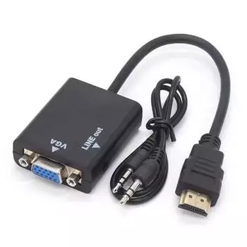 Адаптер HDMI-VGA с аудио HDTV Male-VGA Female Converter Port Output 1080P Audio TV AV