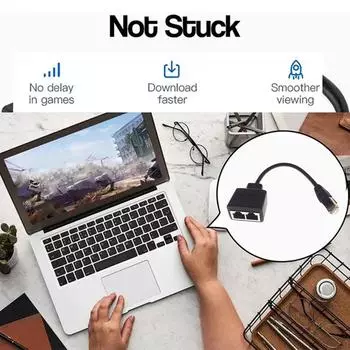 Адаптер интерфейса Ethernet RJ45 2 в 1, 1 штекер на 2 гнезда, сетевой разъем-разветвитель, порты LAN R0G9 black-one-size