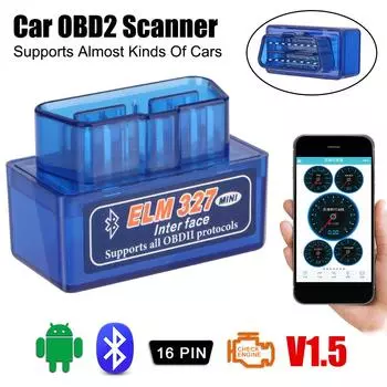 Адаптер интерфейса OBD2, двухрежимный автомобильный диагностический сканер ELM327 для IOS/Android Mini Bluetooth V1.5, детектор, считыватель кодов синий