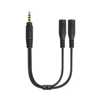 Адаптер караоке для мобильного телефона CTIA: Разветвитель для наушников и микрофона для iPhone 4 20cm чёрный