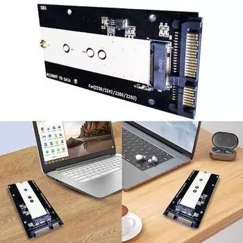 Адаптер-карта-переходник M.2 NGFF SSD в SATA 3.0, многоразовая для 2230-2280 M.2 SSD.