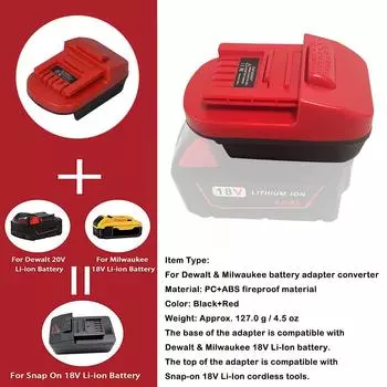 Адаптер-конвертер для аккумулятора 20 В/18 В Li-ion, чтобы подключить аккумулятор 18 В Cdr7850h, подходит для аккумулятора Snap Elextricpower Too T9q4 красный