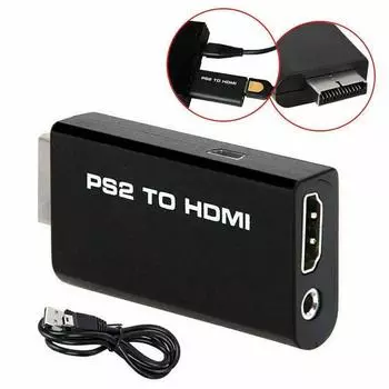 Адаптер-конвертер PS2 - HDMI, M209 - поддерживает все режимы отображения PlayStation 2, аудиовыход 3,5 мм, Plug and Play, питание по USB-кабелю 3.4*7.3*1.4cm чёрный