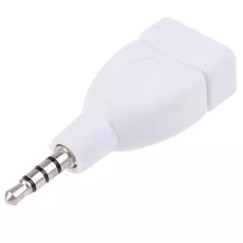 Адаптер-конвертер USB 2.0 Female to 3.5Mm Male Aux Audio Car Plug Jack White белый