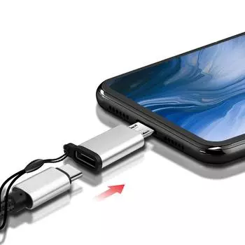 Адаптер-конвертер USB C Female to USB Male с шнурком, поддержка зарядки и синхронизации данных для портативного телефона чёрный