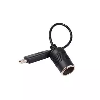 Адаптер-конвертер USB-папа 5 В на 12 В Автомобильный прикуриватель Женский шнур питания чёрный