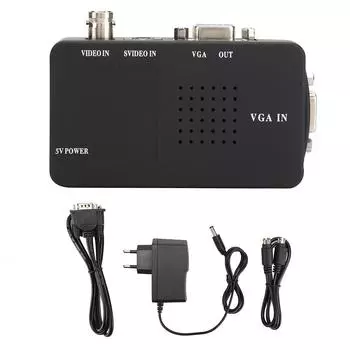 Адаптер конвертера BNC S Video в VGA HD для монитора компьютера, вилка стандарта ЕС, Великобритания