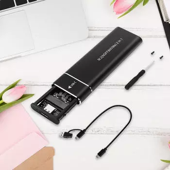 Адаптер корпуса M.2 Портативный Маленький Легкий для внешнего блока 2230/2242/2260/2280 серебряный