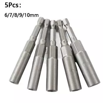 Adapter Length Deepen Impact Socket 5.5-19mm Power Nut Driver Socket Set Wrench Tools 5Pcs-B