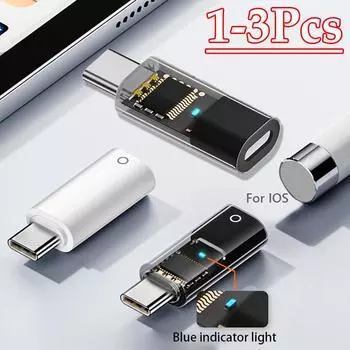 Адаптер Ligting To Type-C для Apple Pencil 1-го поколения, совместимый с Bluetooth, зарядное устройство-конвертер для стилуса