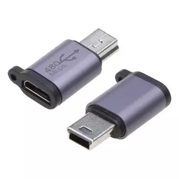 Адаптер Micro USB на Mini USB Type-C, переходник с гнезда на Micro USB, алюминиевый сплав Micro to Mini USB