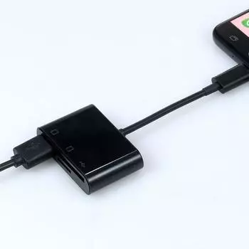 Адаптер Micro USB-USB2.0+SD+TF 3-в-1 Адаптер Micro USB OTG к USB2.0 SD TF Устройство чтения карт Micro SD чёрный