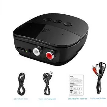 Адаптер NFC Bluetooth 5.2 Беспроводной аудиоресивер Разъем AUX 3,5 мм с кабелем RCA Поддержка U-диска/TF-карты Микрофон Стерео музыка для автомобильного комплекта Динамик Домашний телевизор Without RCA Cable
