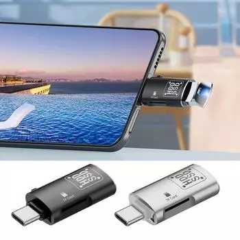 Адаптер OTG 2 1 в 3 Type-C к USB TF Карты чтения автомобильных рекордеров Высокоскоростная передача данных чёрный