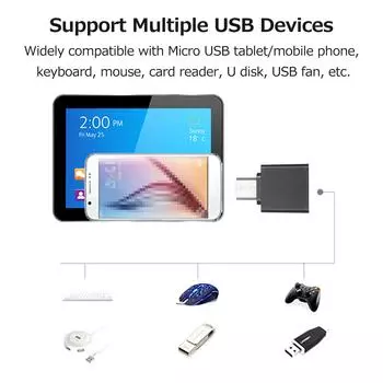 Адаптер OTG Адаптер Micro USB — USB2.0 Портативный адаптер Micro USB Мини-размер Plug and Play Wide Micro USB белый