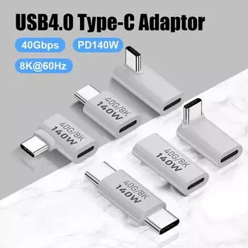 Адаптер PD140W USB C «мама-папа» PD 3.1 Thunderbolt 3 40 Гбит/с для передачи данных 8K@60 Гц, удлинительный разъем для MacBook Pro/Air