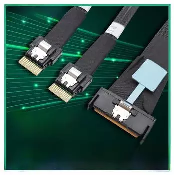 Адаптер передачи данных сервера Gen5 MCIOX8 Slimline SAS 8i на Dual SFF-8654 4i 0.5m чёрный