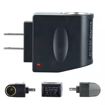 Адаптер переменного тока с автомобильным гнездом, автомобильное зарядное устройство, вилка ЕС и США, 220 В переменного тока на 12 В постоянного тока, для использования в автомобильных электронных устройствах, адаптер прикуривателя B8J8 чёрный