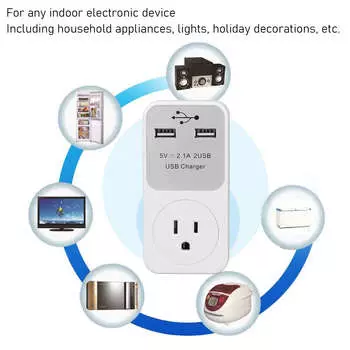 Адаптер питания 5 В 2,1 А USB-разъем для зарядки, дорожный преобразователь мощности 15 А, выход 1800 Вт, 60 Гц