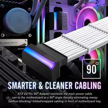 Адаптер питания ATX 24 Pin to 90 Degree Power Plug 5V ARGB Материнская плата Материнская плата Кабельный разъем для самостоятельного монтажа Модульный