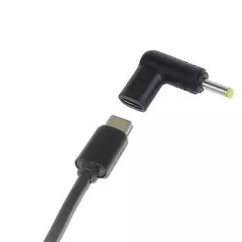 Адаптер питания для зарядного устройства ноутбука, разъем Type-C Female to DC Male Jack 4.0x1.7mm, 90-градусный разъем-конвертер