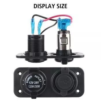 Адаптер питания, розетка, прикуриватель для автомобиля, лодки, морского мотоцикла, скутера, автофургона, комплект для самостоятельного изготовления, зарядное устройство с двумя USB-портами, прикуриватель 12 В чёрный