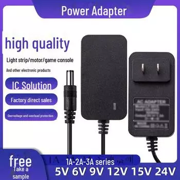 Адаптер питания стандарта США/ЕС 3 В 1 А для светодиодных светильников и маршрутизаторов дисплеев 3V1A чёрный