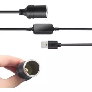 Адаптер питания USB-12 В, адаптер питания USB 5 В, штекер A-12 В для автомобильного прикуривателя, подходит для видеорегистратора, видеорегистратора, GPS-навигатора One Size чёрный