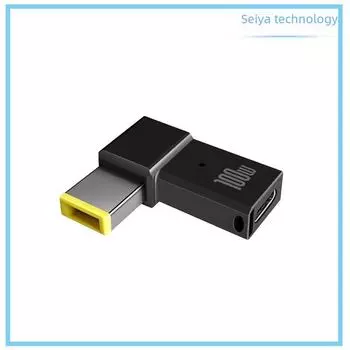 Адаптер постоянного тока PD Induction Elbow из цинкового сплава мощностью 100 Вт: Type-C Female к Lenovo Square Port 1145, 20 В 2507
