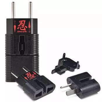 Адаптер-преобразователь питания для международного рынка Совместим с 9 типами розеток по всему миру Gokon W2 (РРГ01 (Шиноби ШИНОБИ) Черный цвет)