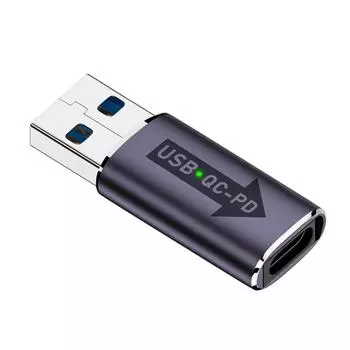 Адаптер QC 4.0 USB 3.1 - PD Type-C, 10 Гбит/с, адаптер USB A - USB C, 5 В, 3 А (серый)
