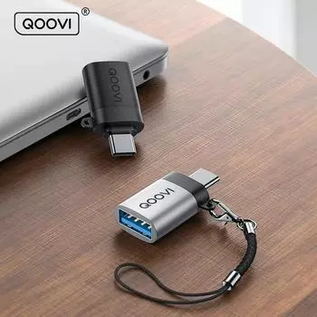Адаптер QOOVI USB 3,0 к USB Type C OTG USB C конвертер «папа» к USB «мама» для Macbook Pro Samsung Xiaomi USB-C разъем OTG USB A to mirco USB чёрный