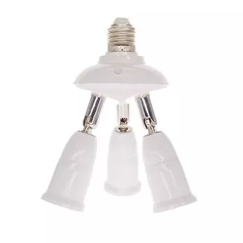 Адаптер-разветвитель для патрона лампочки E27 на 3 головки с регулируемыми углами для широкого охвата в помещении