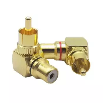 Адаптер RCA TRkin 90 градусов, разъем L-типа «папа-мама», позолоченный, под прямым углом, Hi-Fi, качество звука для стереозвука или AV-видео (Пакет 2)