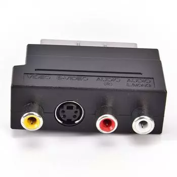 Адаптер Scart AV Block To 3 RCA Phono Composite S-Video с переключателем In/Out Gold