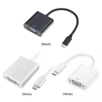 Адаптер типа C - VGA USB 3.1 Type C Male - Female VGA Кабель-переходник 1080P FHD для Macbook Black