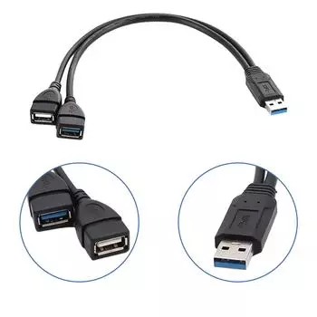 Адаптер USB3.0, переходник USB3.0 на 2USB2.0, удлинитель, зарядка и передача данных, USB-разветвитель, адаптер B