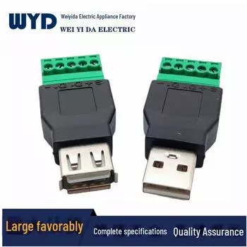 Адаптер USB-5P Terminal, без пайки, штекер USB 2.0 Male A, зеленый клеммный разъем USB male solder-free