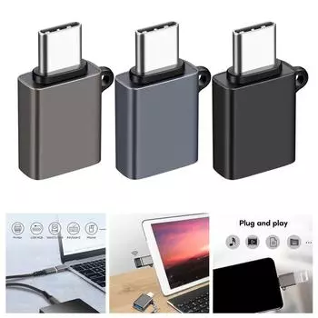 Адаптер USB C на USB 3.2 10 Гбит/с Адаптер USB C «папа» на USB 3.2 «мама» Адаптер OTG Удлинитель для ноутбука чёрный