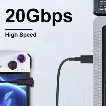 Адаптер USB-C на USB-C 8K@60Hz USB-C Male на USB-C Female адаптер 180 градусов U-образный для консоли ASUS Rog Ally/NS Switch чёрный