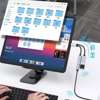 Адаптер USB C на USB OTG с функцией быстрой зарядки PD 60 Вт, тип 2-в-1 серый