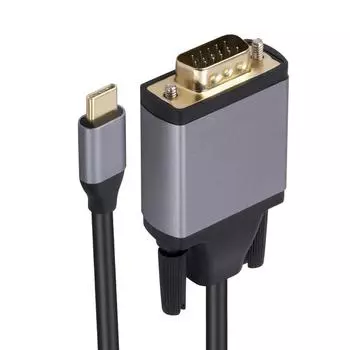Адаптер USB C-VGA 1080P, тип видео C-VGA, конвертер монитора для ноутбука, ТВ-проектор, воспроизведение проекционного экрана чёрный