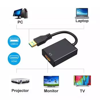 Адаптер USB-HDMI HD 1080P USB 3.0-HDMI-совместимый конвертер Внешний USB-адаптер Видеоадаптер Кабель для настольного ноутбука ПК