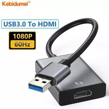 Адаптер USB-HDMI HD 1080P USB 3.0-HDMI-совместимый конвертер Внешний USB-адаптер Видеоадаптер Кабель для настольного ноутбука ПК