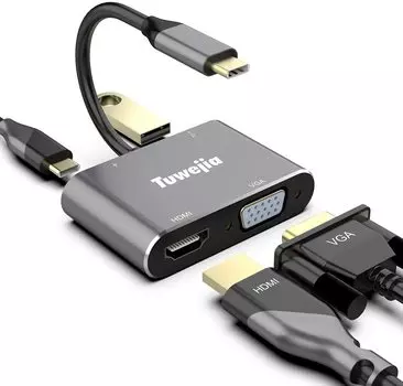 Адаптер USB Type C HDMI VGA 2024 High Function Version USB C HDMI 4K Resolution Порт HDMI Порт видеовыхода VGA Порт USB High Speed Порт USB Type C High