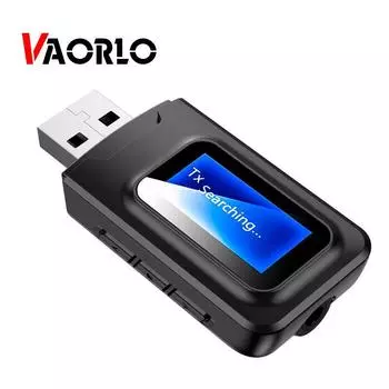 Адаптер VAORLO USB 5,0 2 в 1, ЖК-дисплей, подключение дополнительного устройства, Bluetooth-приемник, передатчик для ТВ-наушников с низкой задержкой
